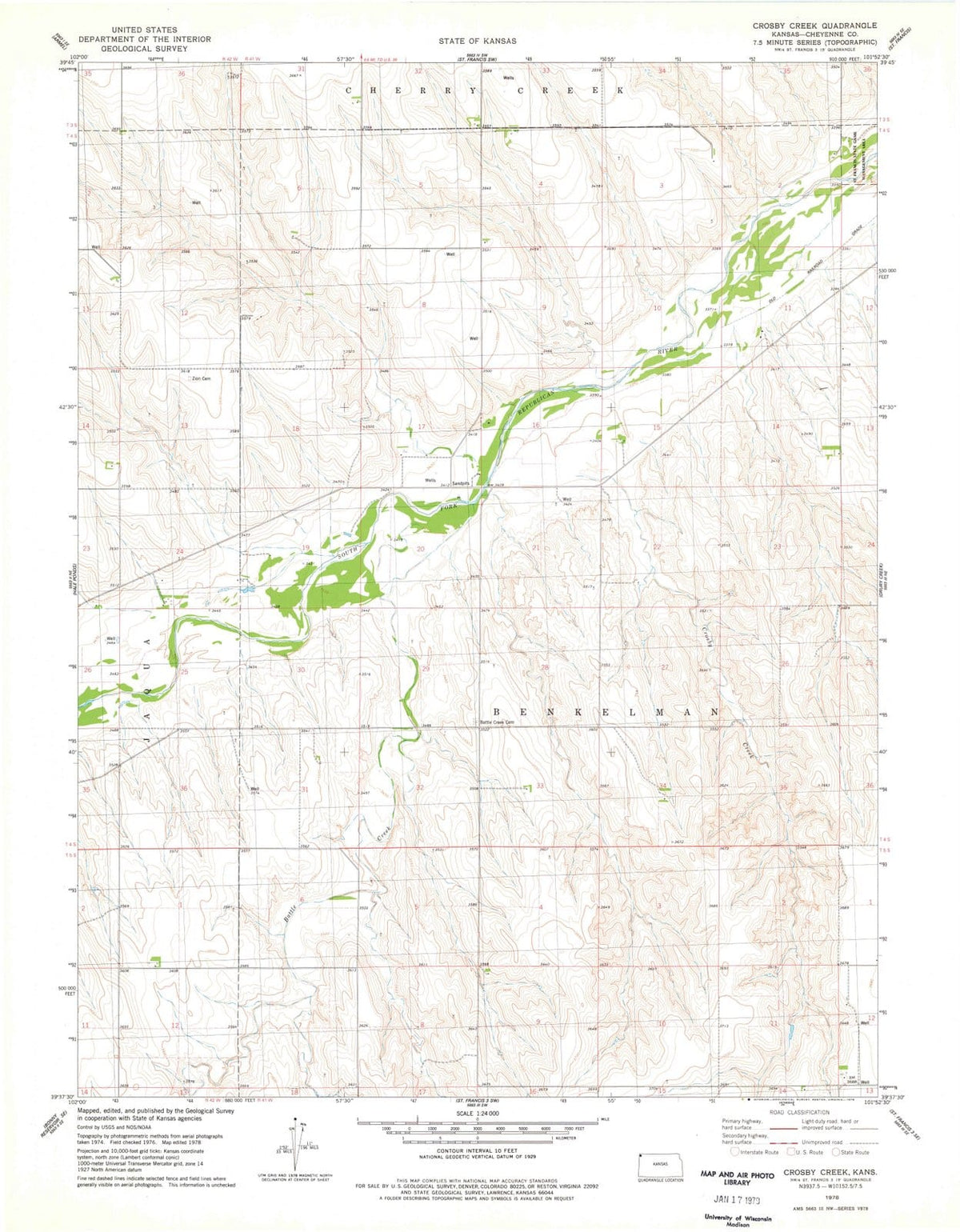 1978 Crosby Creek, KS - Kansas - USGS Topographic Map