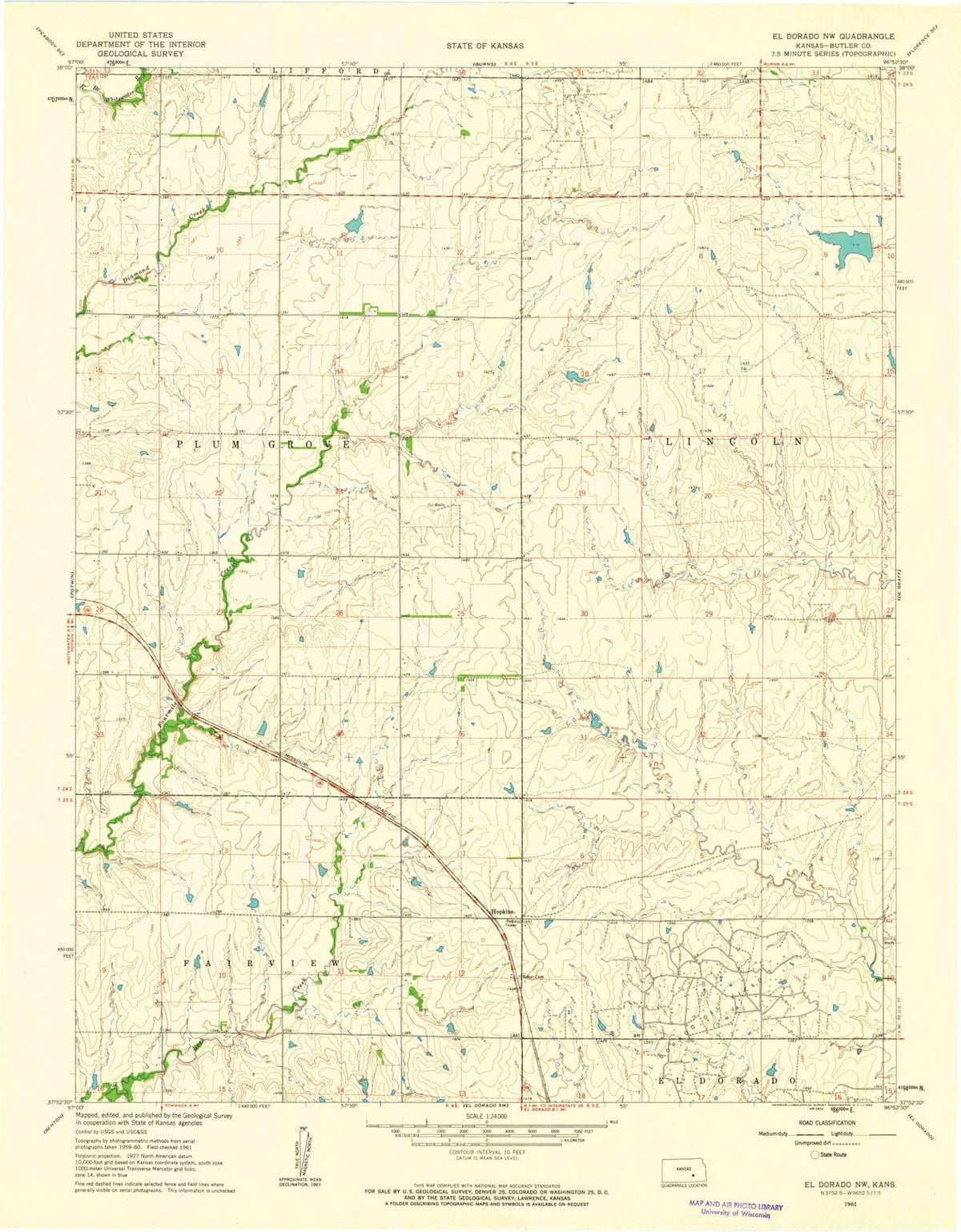 1961 Elorado, KS - Kansas - USGS Topographic Map