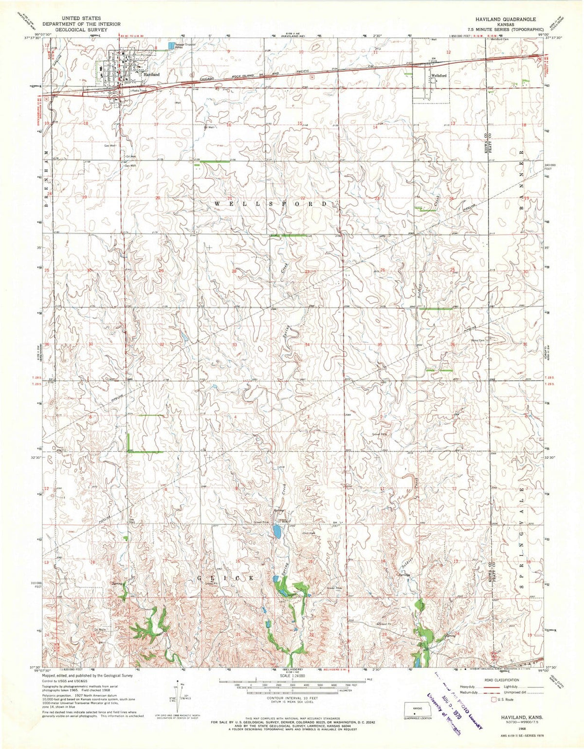 1968 Haviland, KS - Kansas - USGS Topographic Map v3