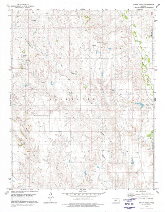 1980 Indian Creek, KS - Kansas - USGS Topographic Map
