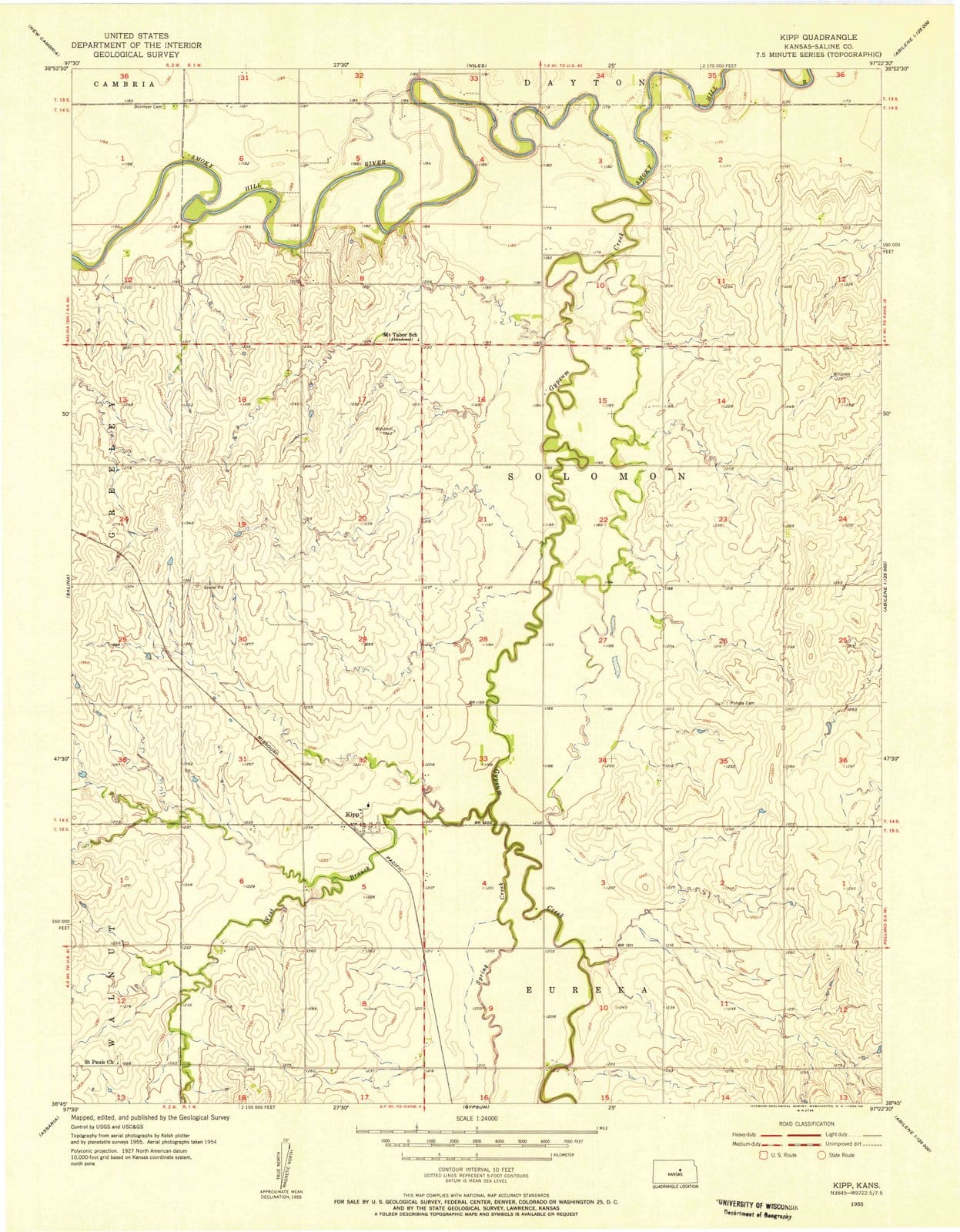 1955 Kipp, KS - Kansas - USGS Topographic Map