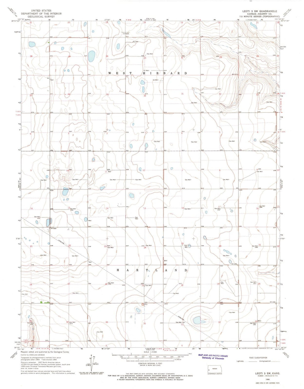 1966 Leoti 3, KS - Kansas - USGS Topographic Map v2