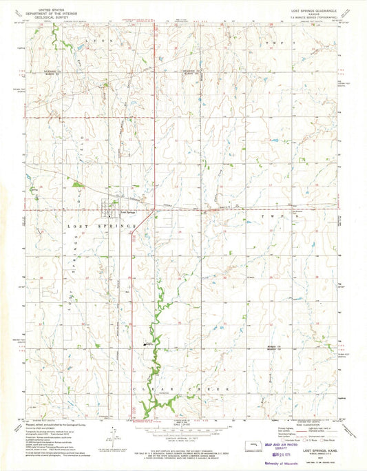 1972 Lost Springs, KS - Kansas - USGS Topographic Map