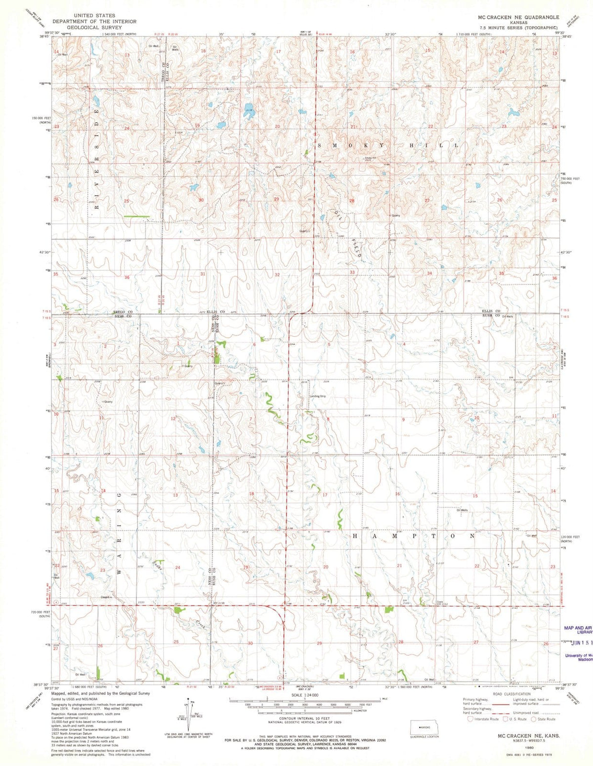 1980 Mc Cracken, KS - Kansas - USGS Topographic Map