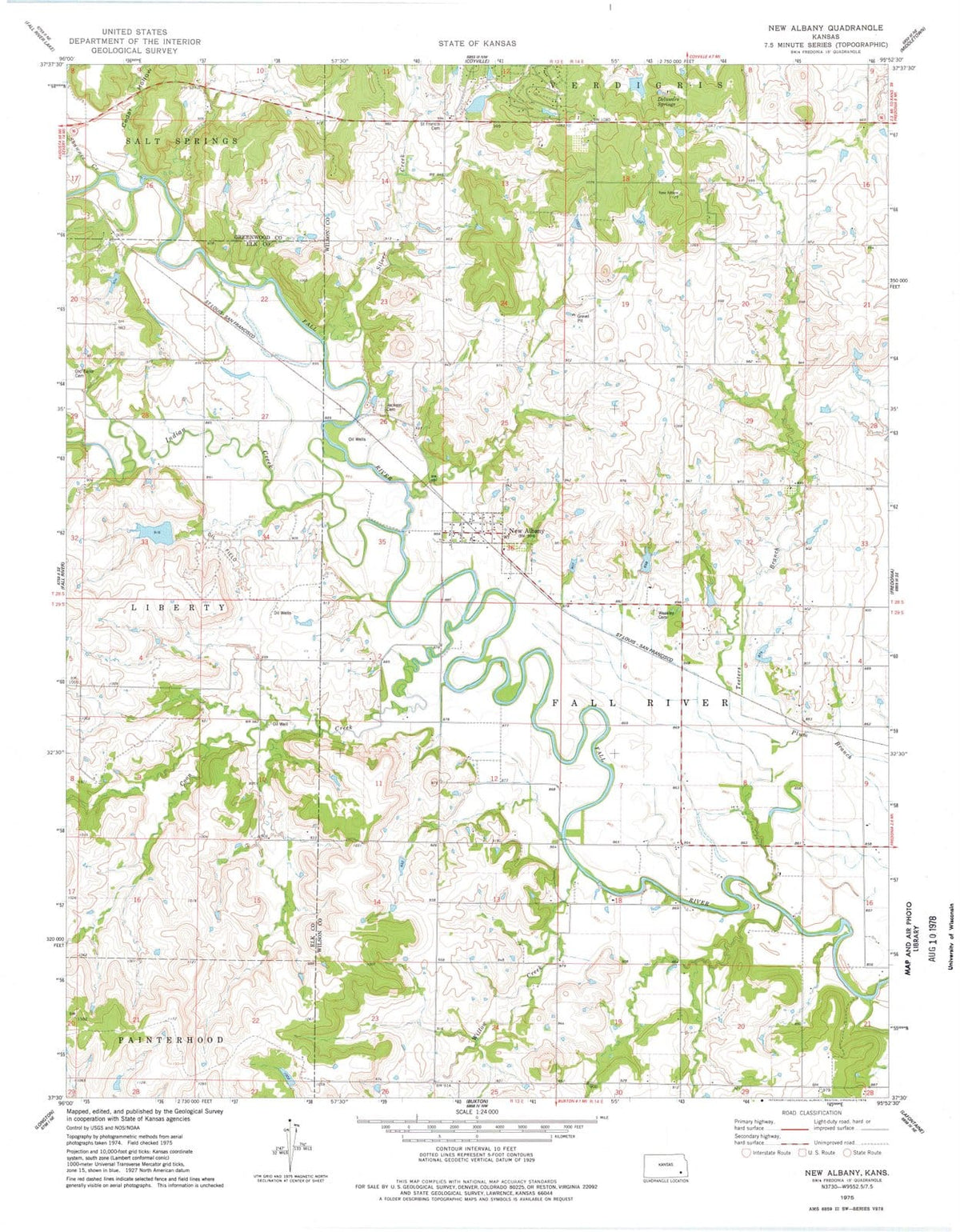 1975 New Albany, KS - Kansas - USGS Topographic Map
