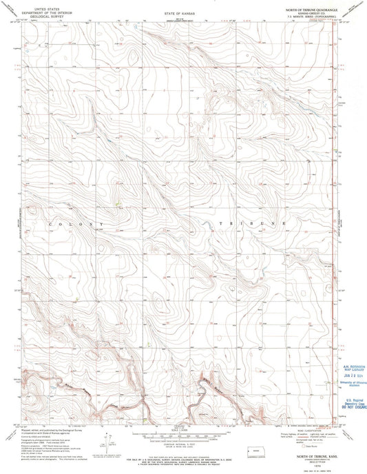 1970 North of Tribune, KS - Kansas - USGS Topographic Map