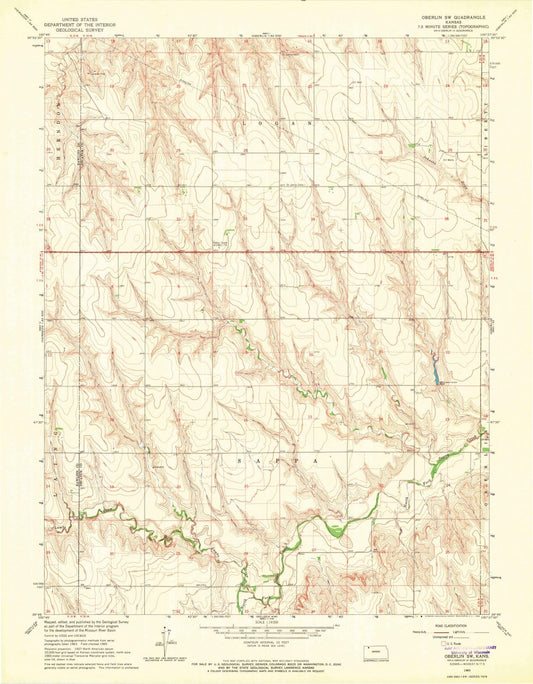 1965 Oberlin, KS - Kansas - USGS Topographic Map