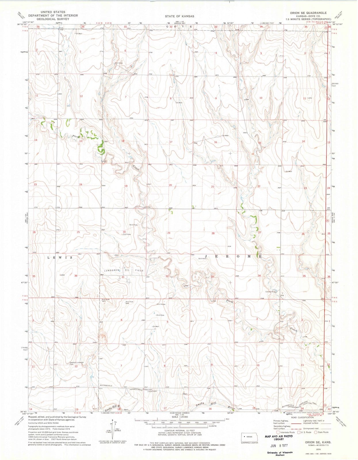 1974 Orion, KS - Kansas - USGS Topographic Map