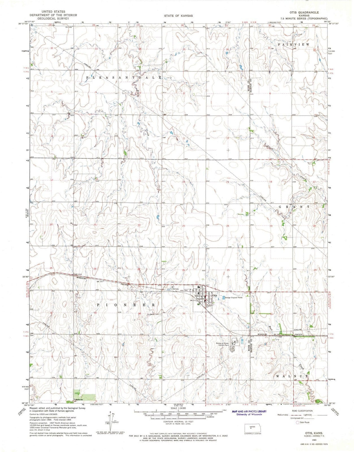 1965 Otis, KS - Kansas - USGS Topographic Map