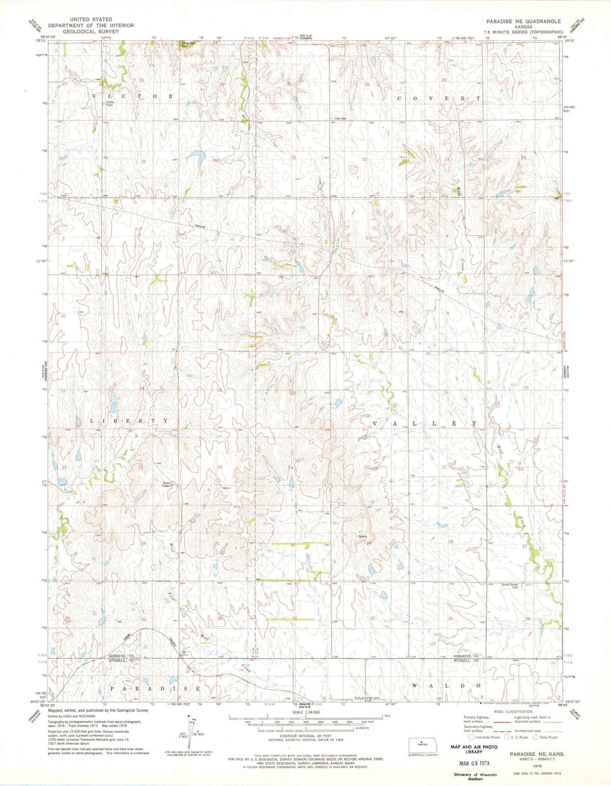 1978 Paradise, KS - Kansas - USGS Topographic Map