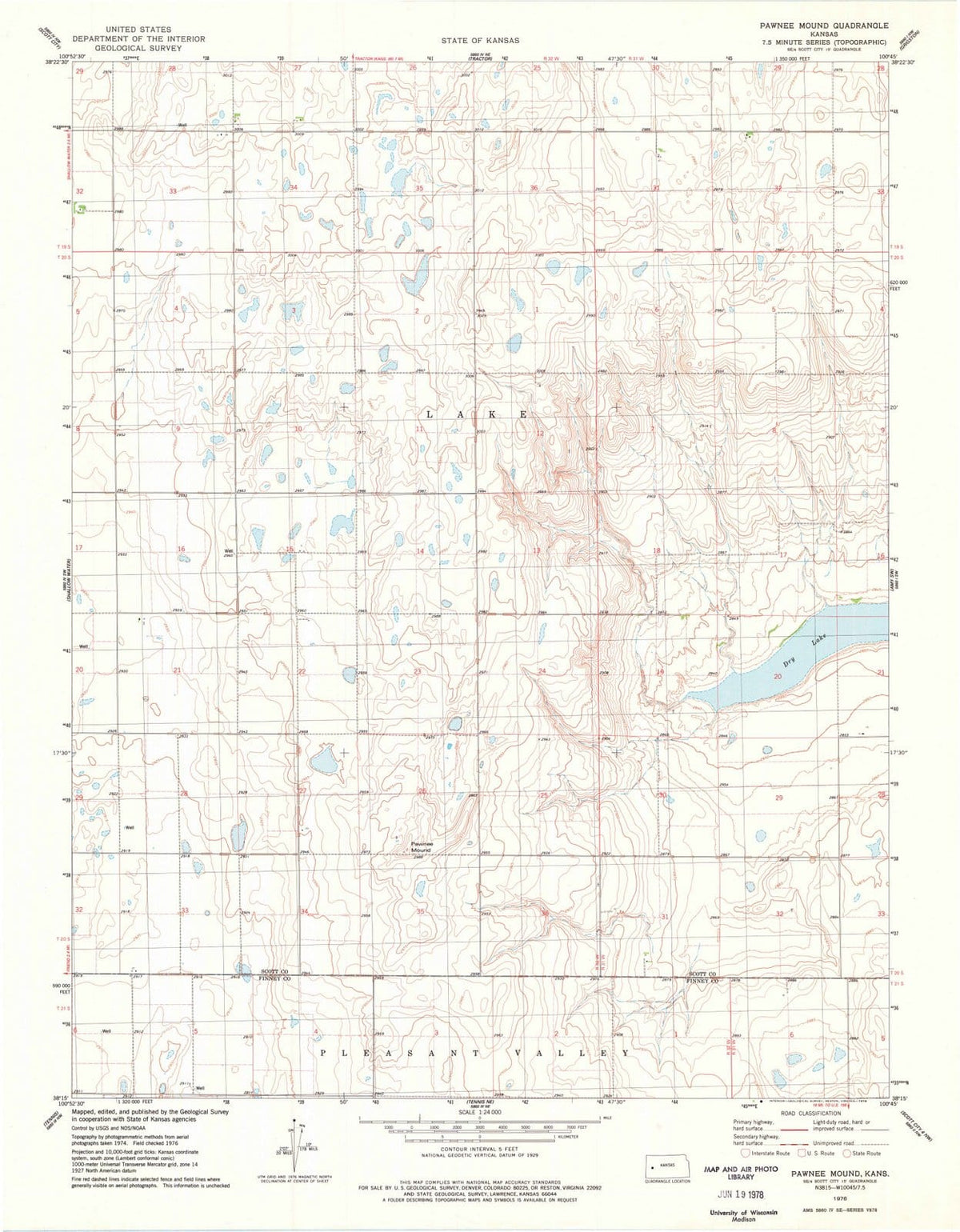 1976 Pawnee Mound, KS - Kansas - USGS Topographic Map