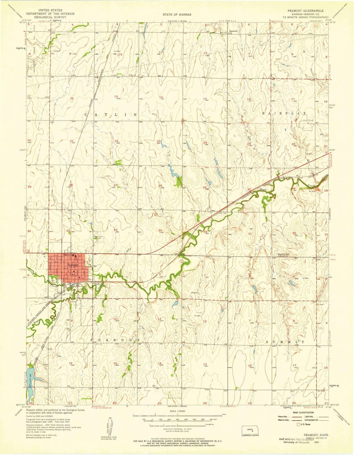 1957 Peabody, KS - Kansas - USGS Topographic Map v2