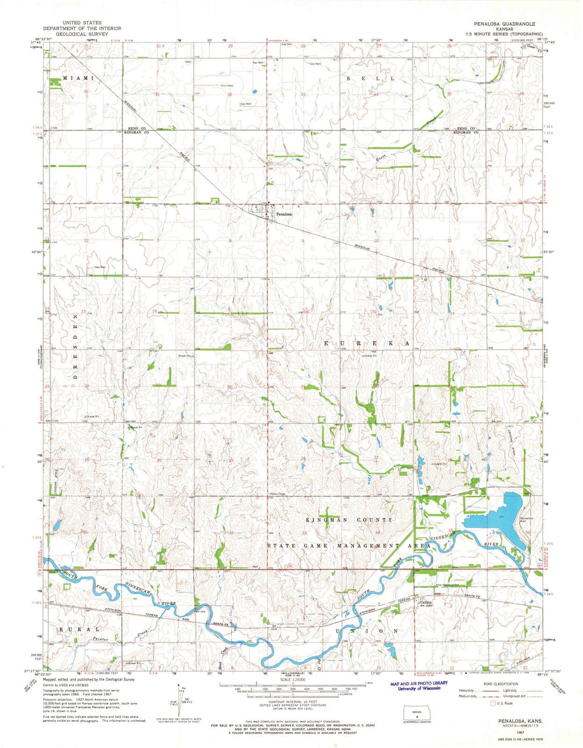 1967 Penalosa, KS - Kansas - USGS Topographic Map