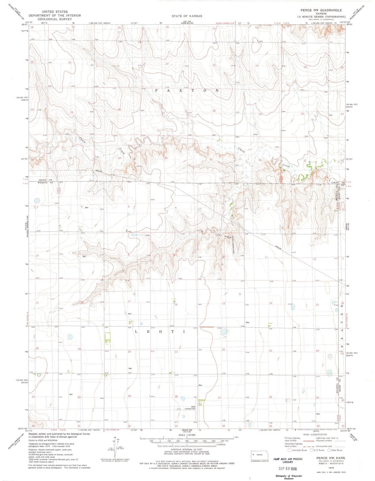 1976 Pence, KS - Kansas - USGS Topographic Map