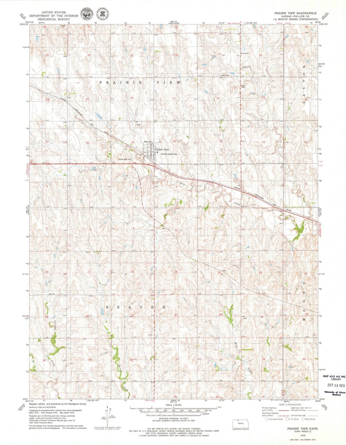 1978 Prairie View, KS - Kansas - USGS Topographic Map