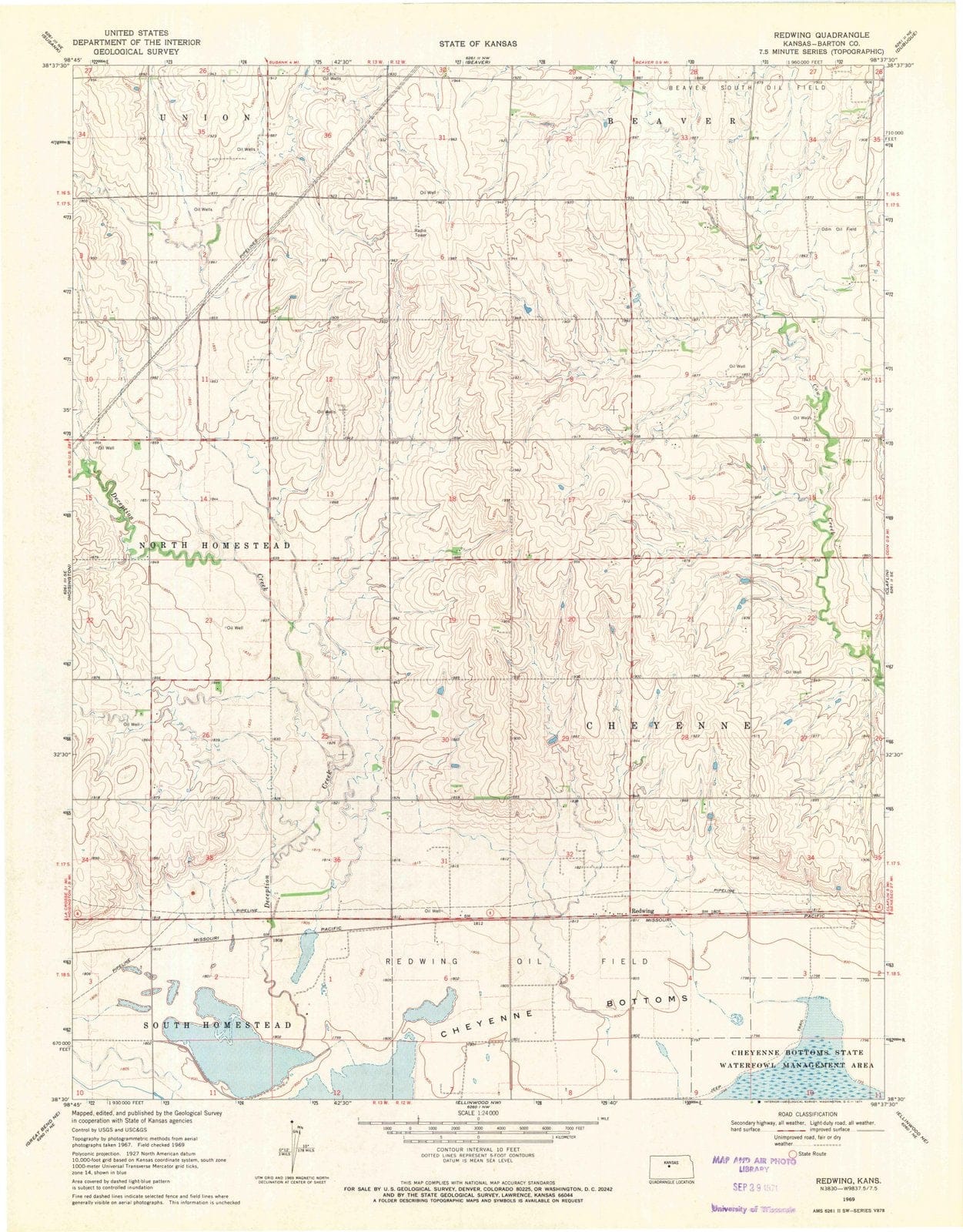 1969 Redwing, KS - Kansas - USGS Topographic Map