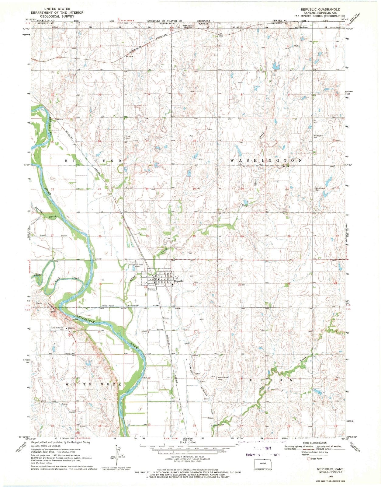 1969 Republic, KS - Kansas - USGS Topographic Map