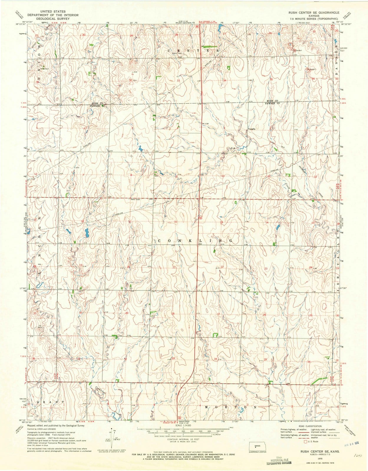 1970 Rush Center, KS - Kansas - USGS Topographic Map