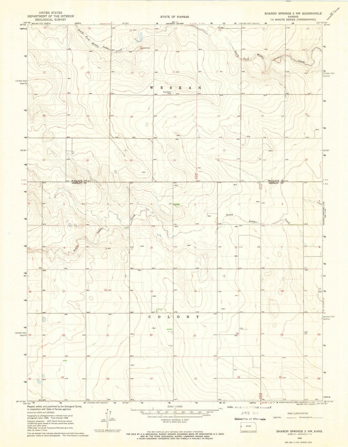 1968 Sharon Springs 3, KS - Kansas - USGS Topographic Map v2