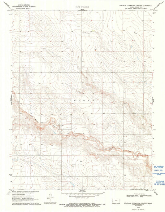1970 South of Stockholm Cemetery, KS - Kansas - USGS Topographic Map
