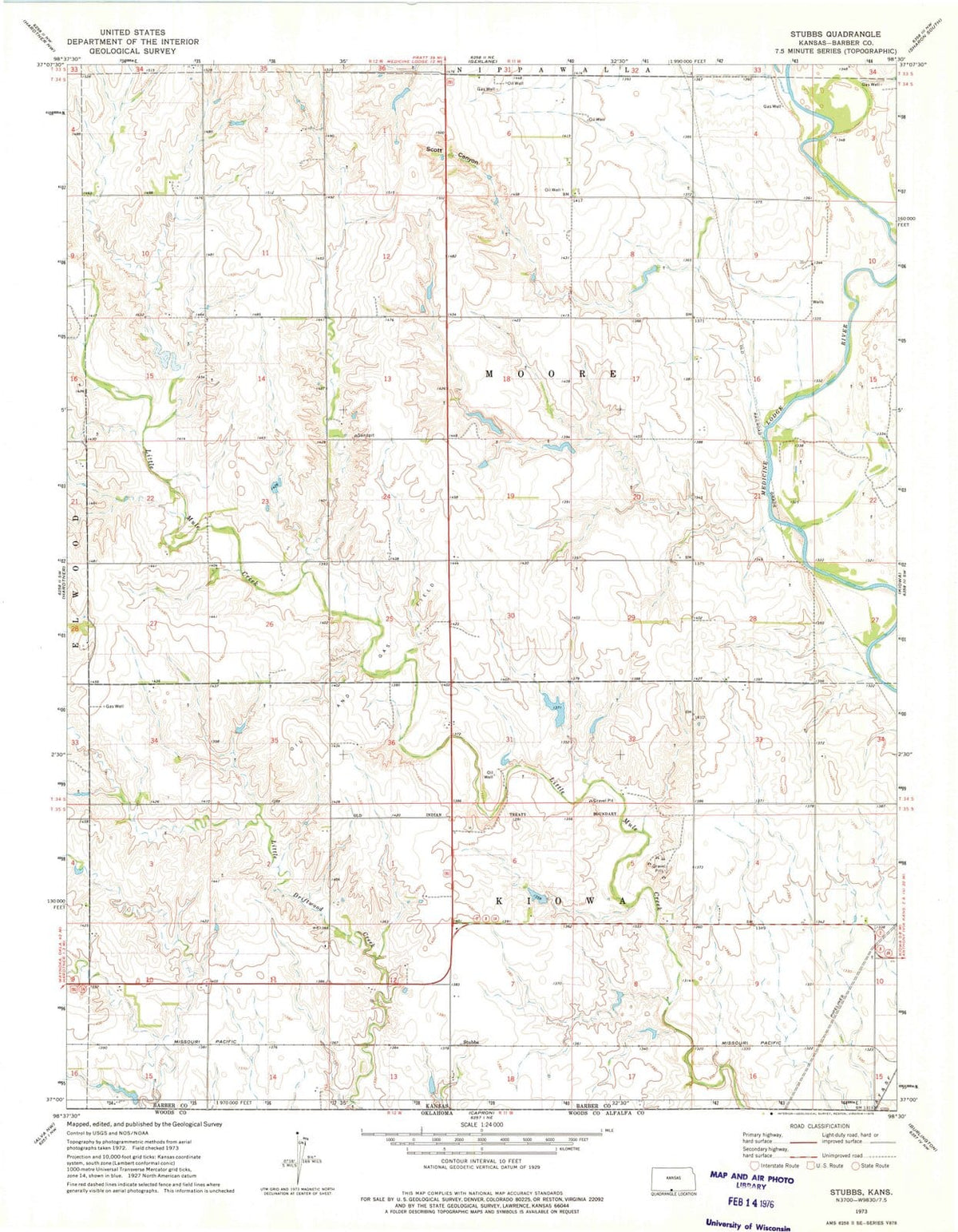1973 Stubbs, KS - Kansas - USGS Topographic Map