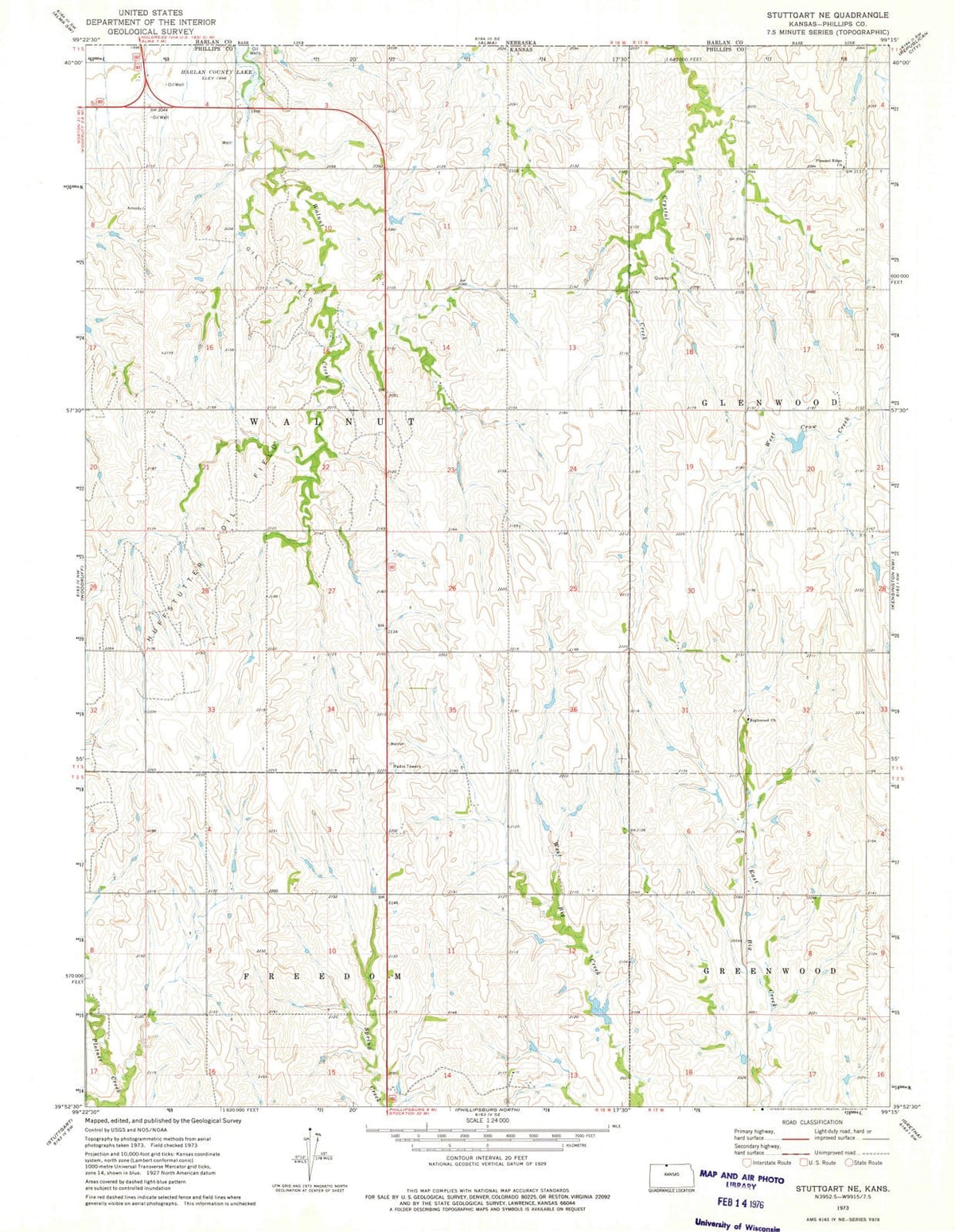 1973 Stuttgart, KS - Kansas - USGS Topographic Map
