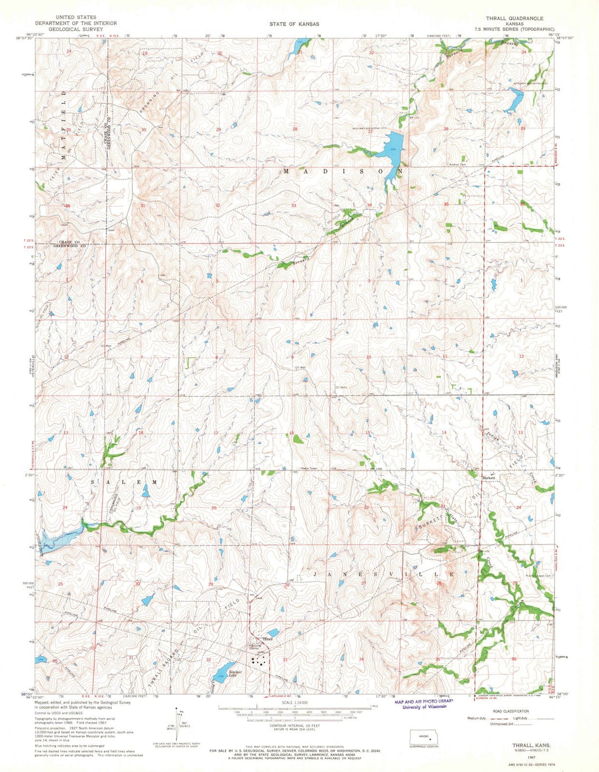 1967 Thrall, KS - Kansas - USGS Topographic Map