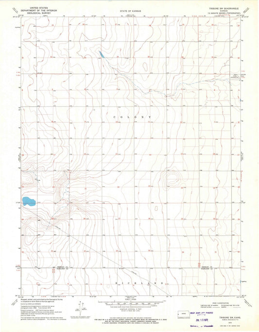 1970 Tribune, KS - Kansas - USGS Topographic Map v2