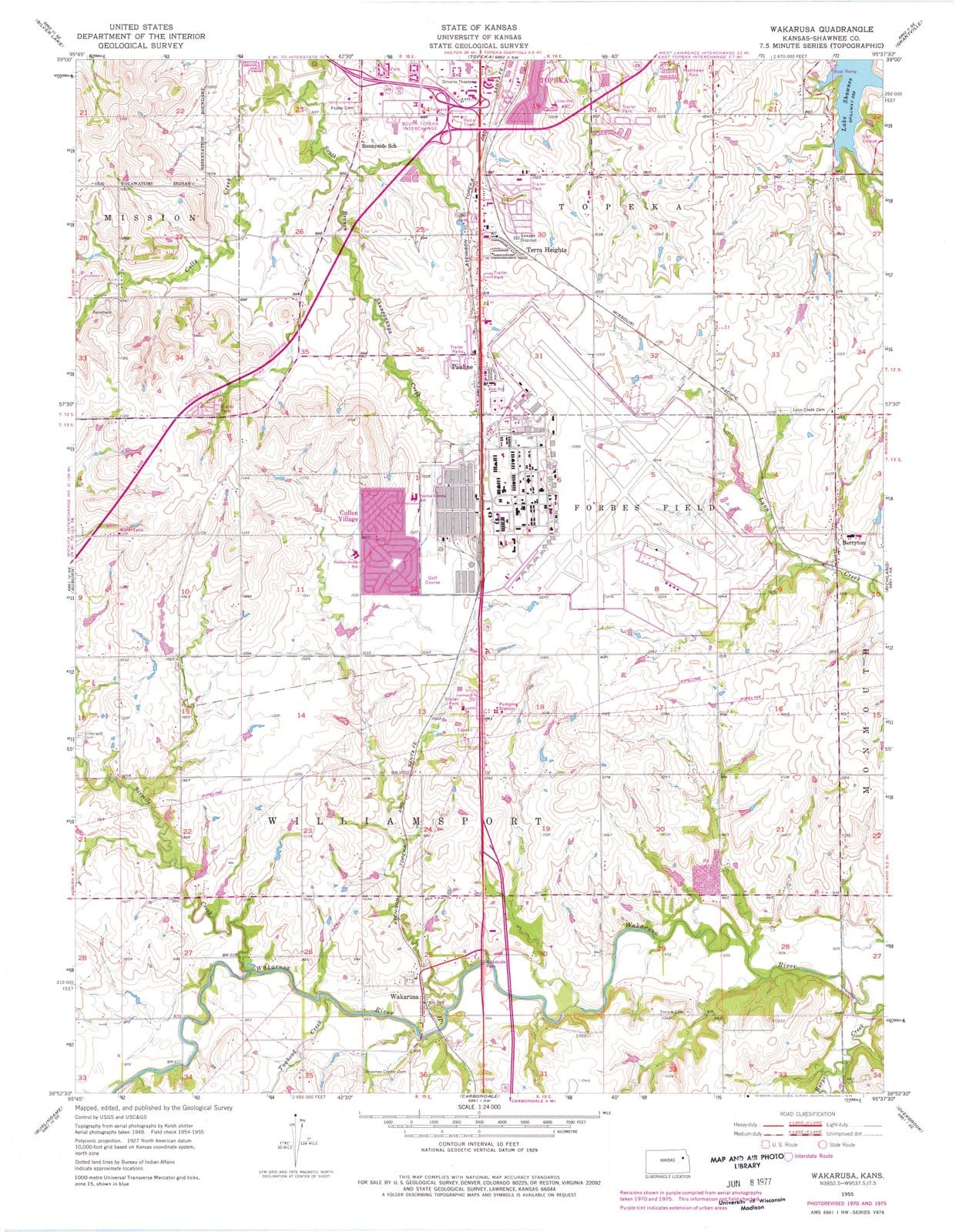 1955 Wakarusa, KS - Kansas - USGS Topographic Map