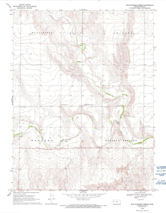 1969 West of Russell Springs, KS - Kansas - USGS Topographic Map