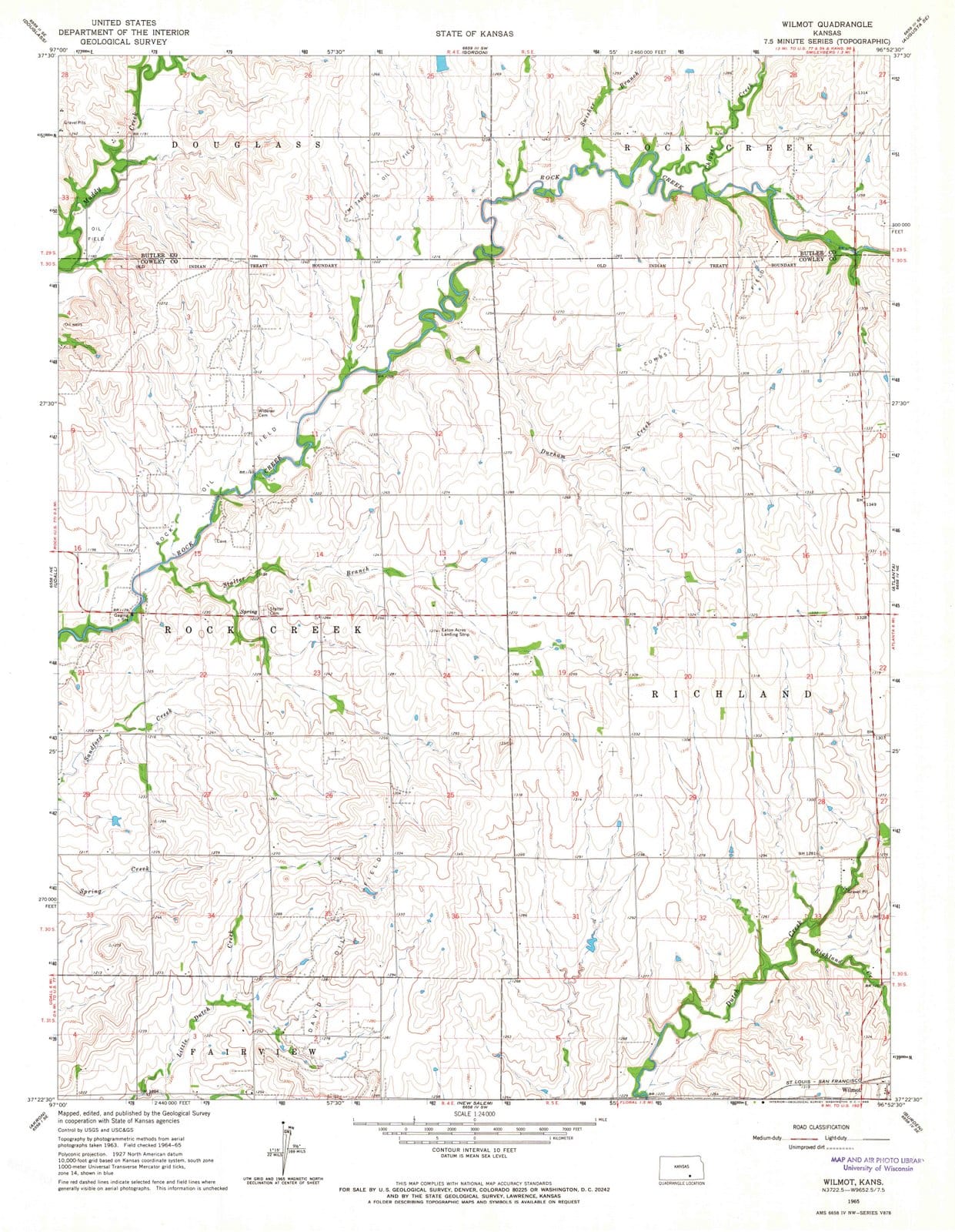 1965 Wilmot, KS - Kansas - USGS Topographic Map