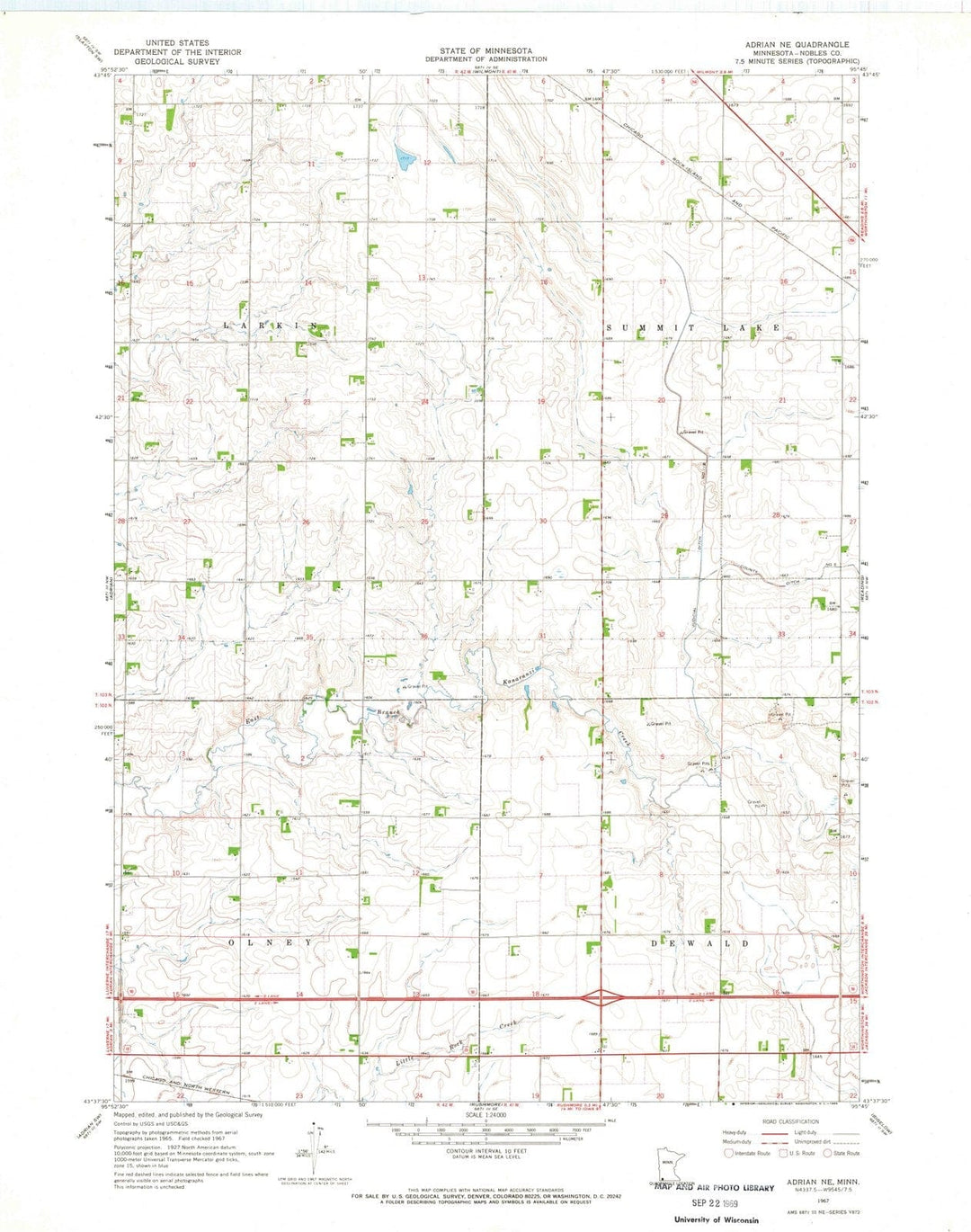 1967 Adrian, MN - Minnesota - USGS Topographic Map
