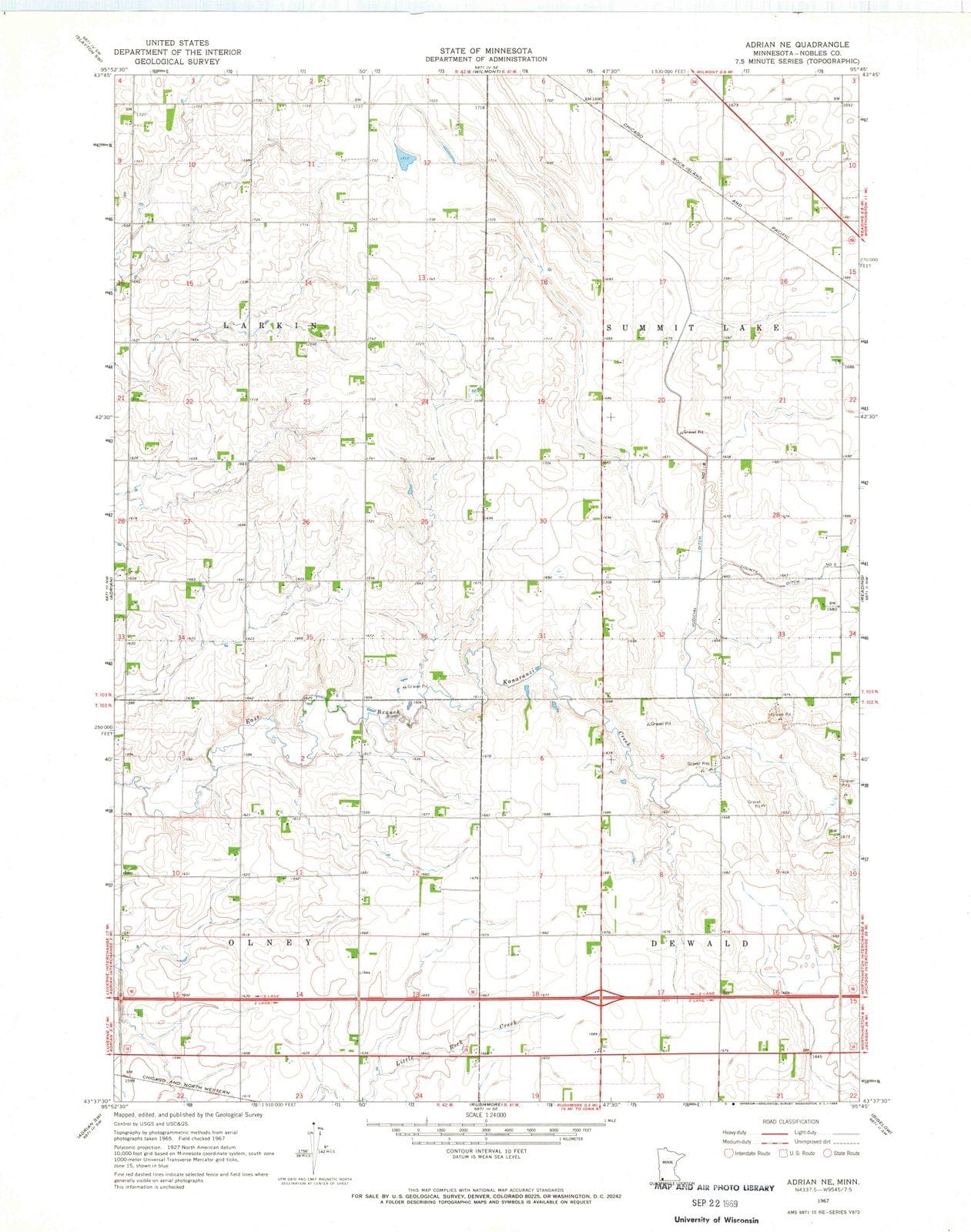 1967 Adrian, MN - Minnesota - USGS Topographic Map