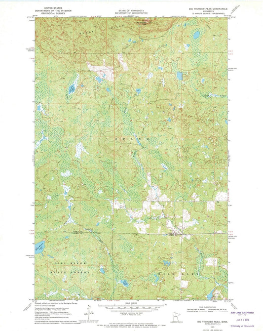 1970 Big Thunder Peak, MN - Minnesota - USGS Topographic Map