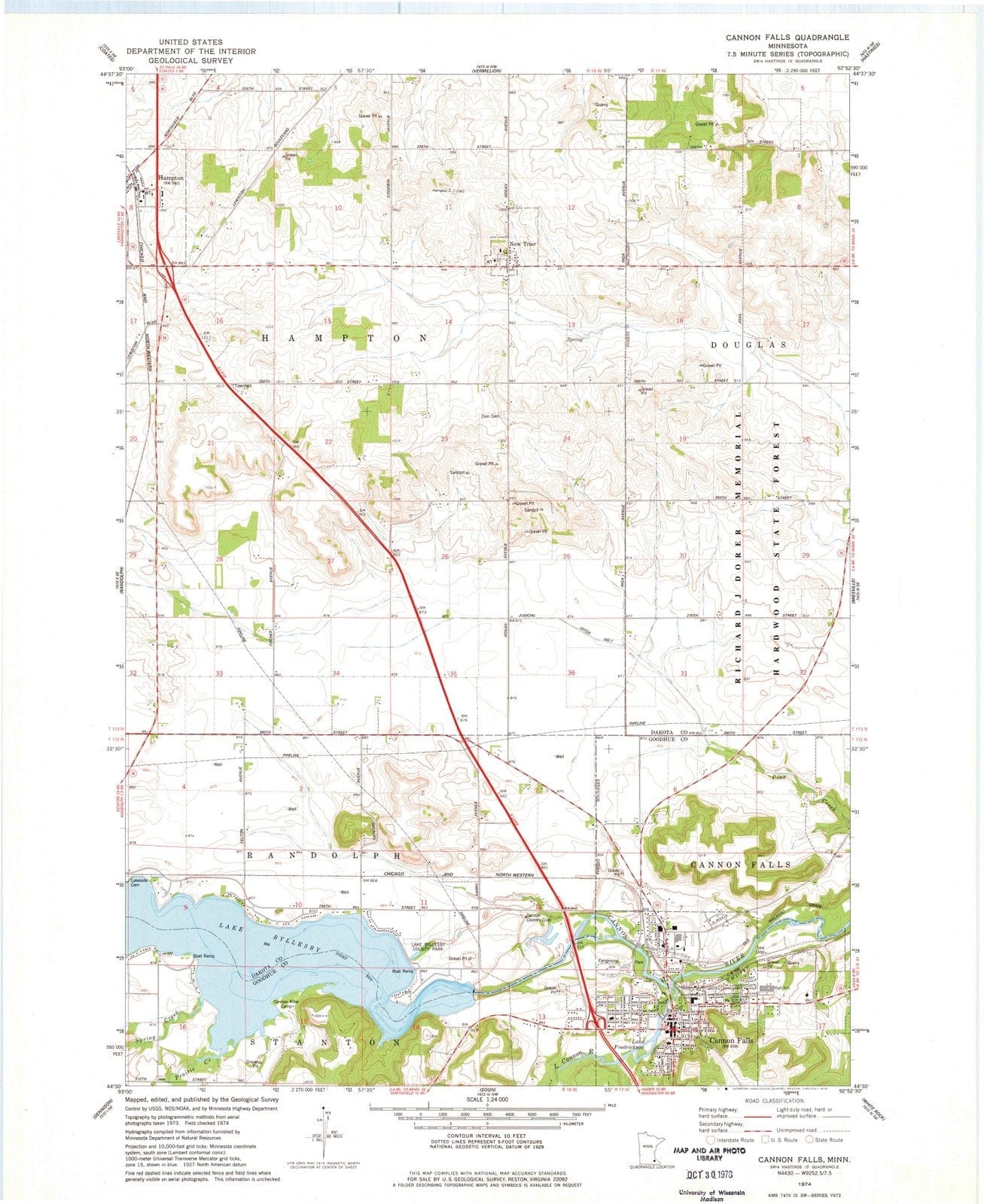 1974 Cannon Falls, MN - Minnesota - USGS Topographic Map