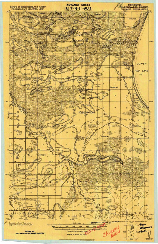 1919 Churnes, MN - Minnesota - USGS Topographic Map