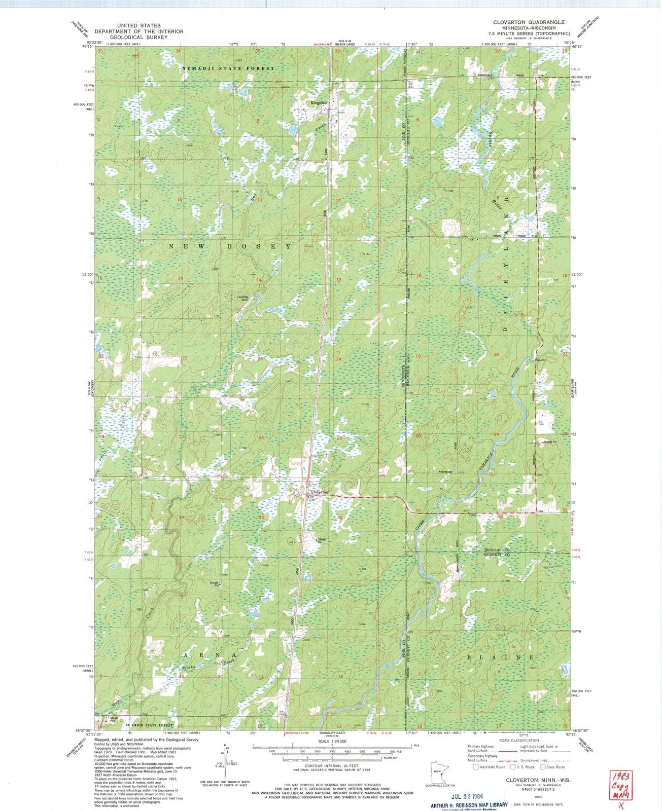 1983 Cloverton, MN - Minnesota - USGS Topographic Map