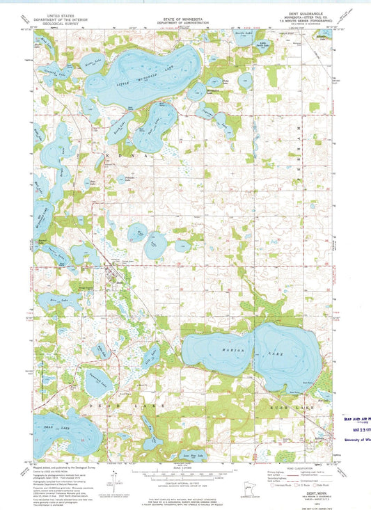1973 Dent, MN - Minnesota - USGS Topographic Map