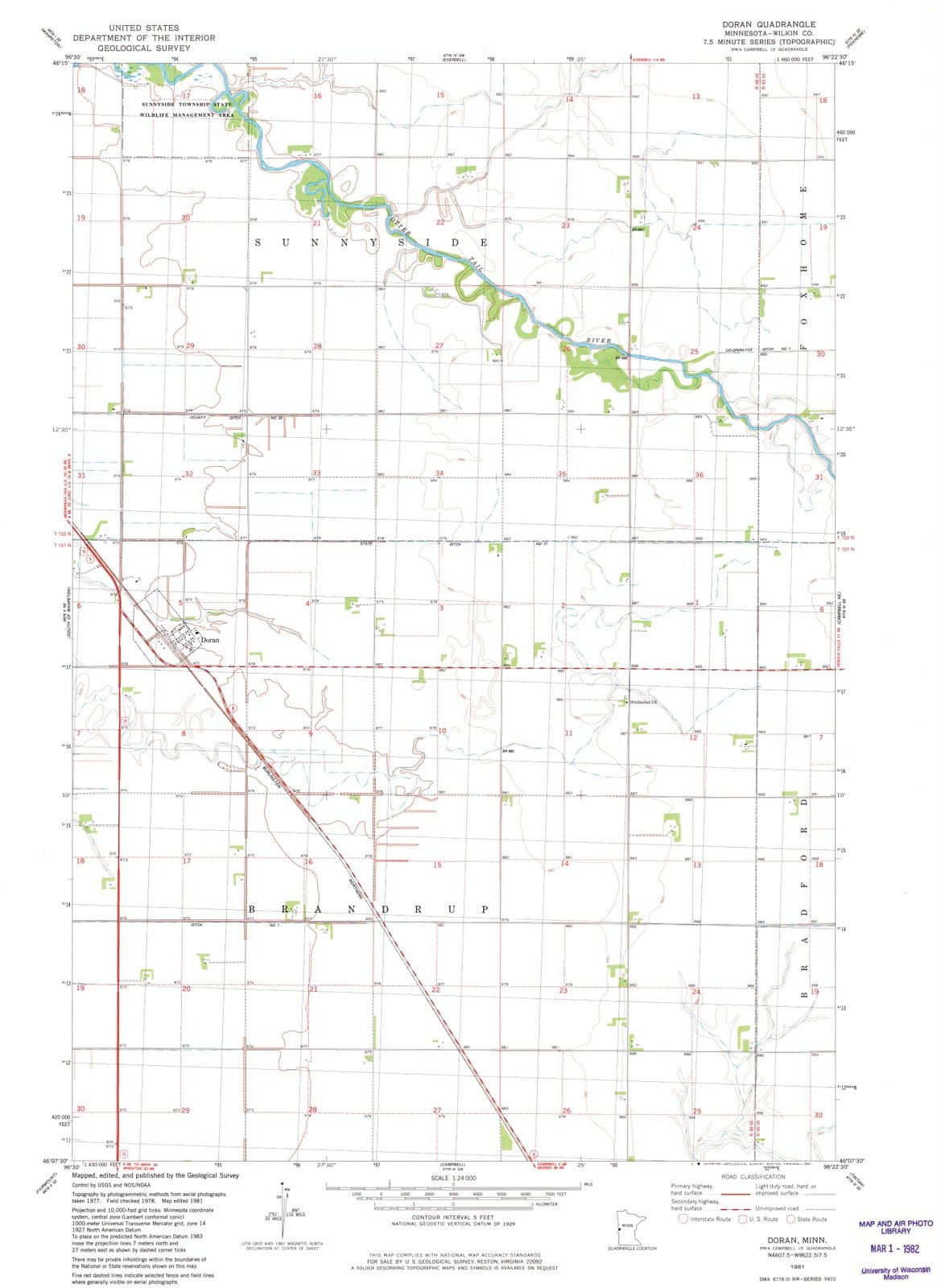 1981 Doran, MN - Minnesota - USGS Topographic Map