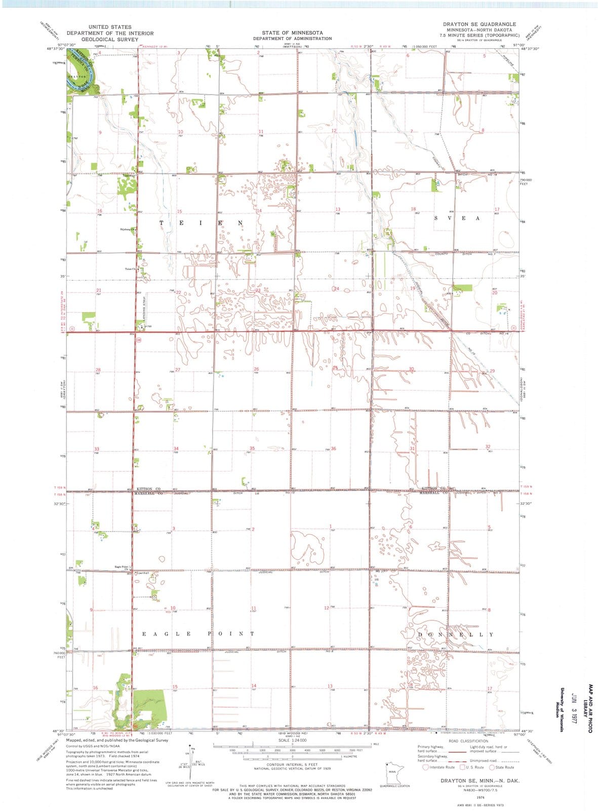 1974 Drayton, MN - Minnesota - USGS Topographic Map