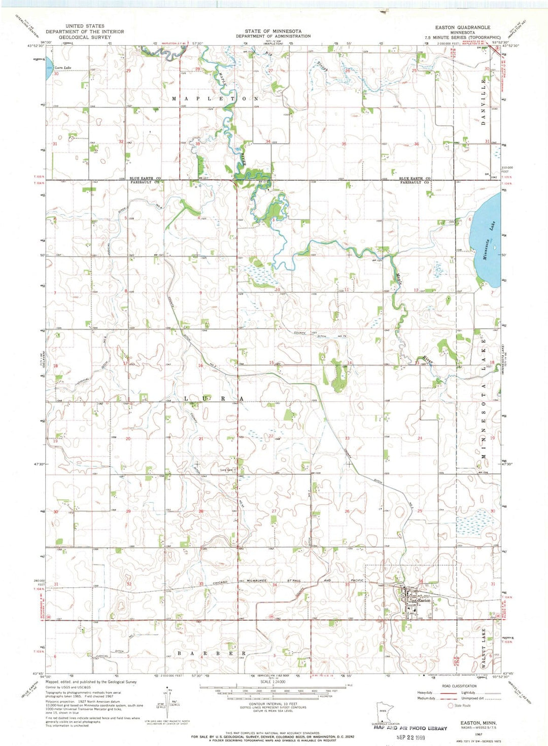 1967 Easton, MN - Minnesota - USGS Topographic Map