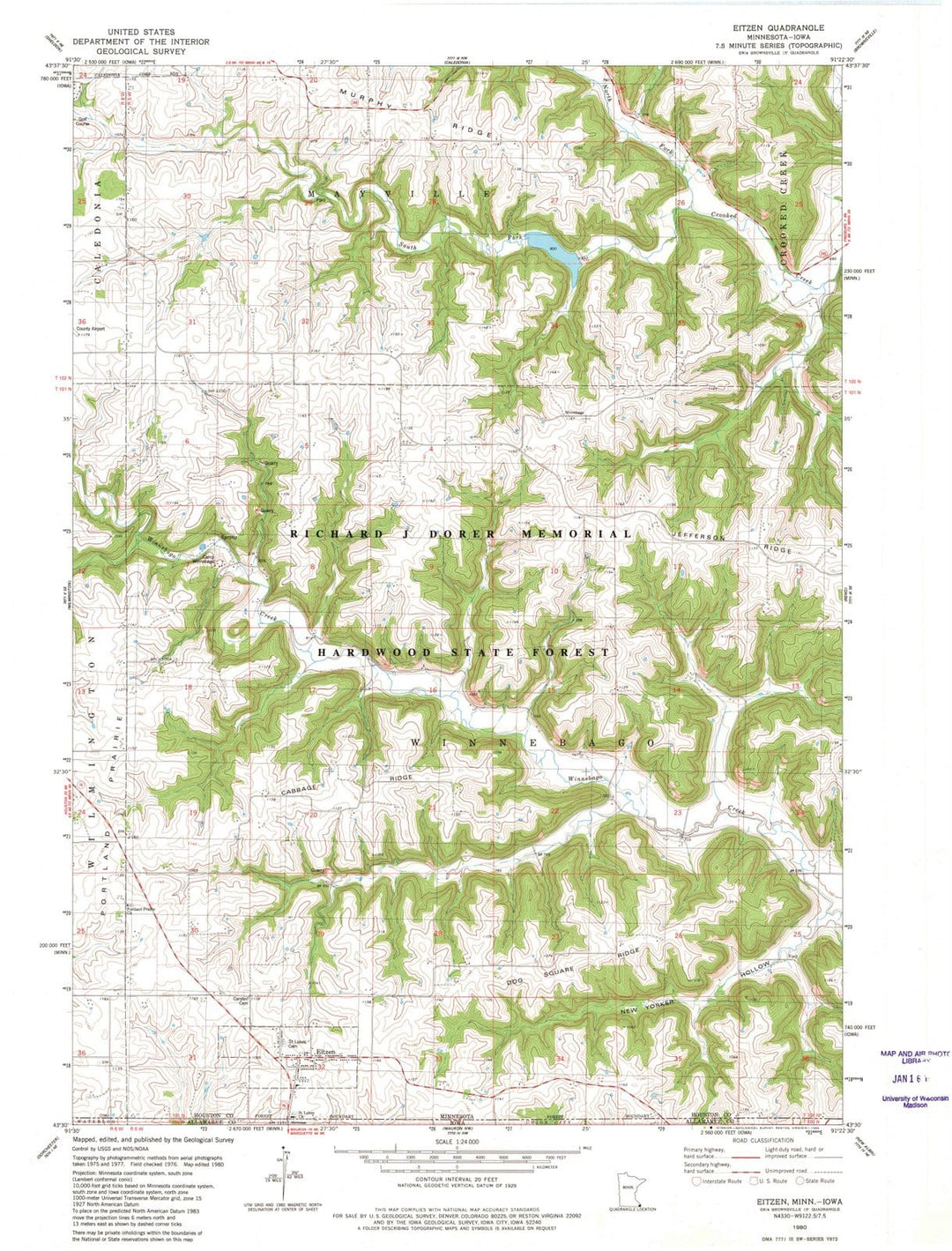 1980 Eitzen, MN - Minnesota - USGS Topographic Map