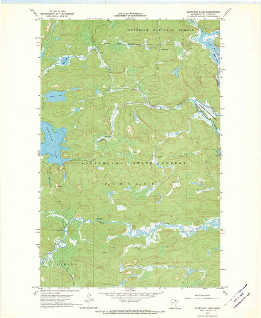 1967 Elephant Lake, MN - Minnesota - USGS Topographic Map