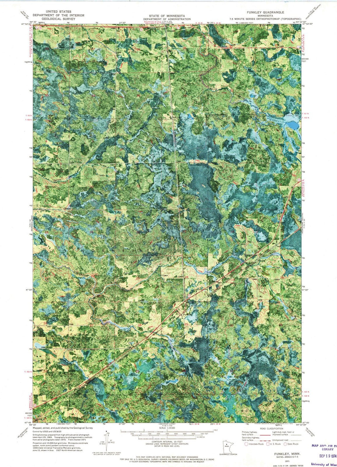 1971 Funkley, MN - Minnesota - USGS Topographic Map