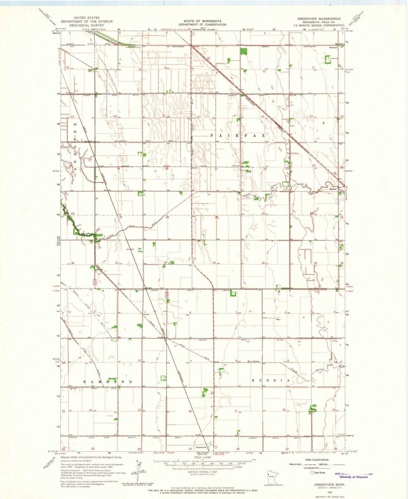 1964 Greenview, MN - Minnesota - USGS Topographic Map