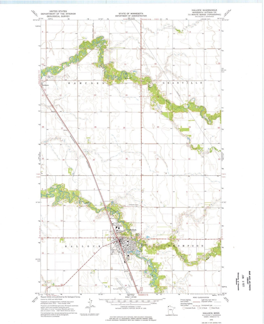 1974 Hallock, MN - Minnesota - USGS Topographic Map v2