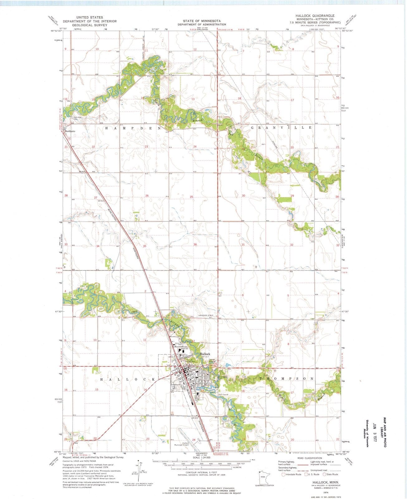 1974 Hallock, MN - Minnesota - USGS Topographic Map v2