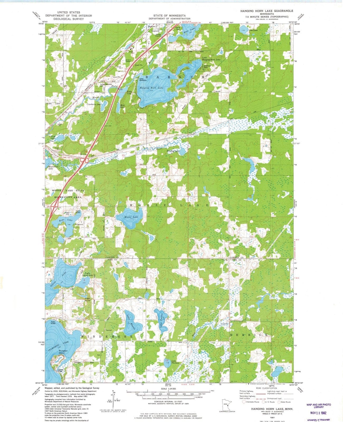 1981 Hanging Horn Lake, MN - Minnesota - USGS Topographic Map