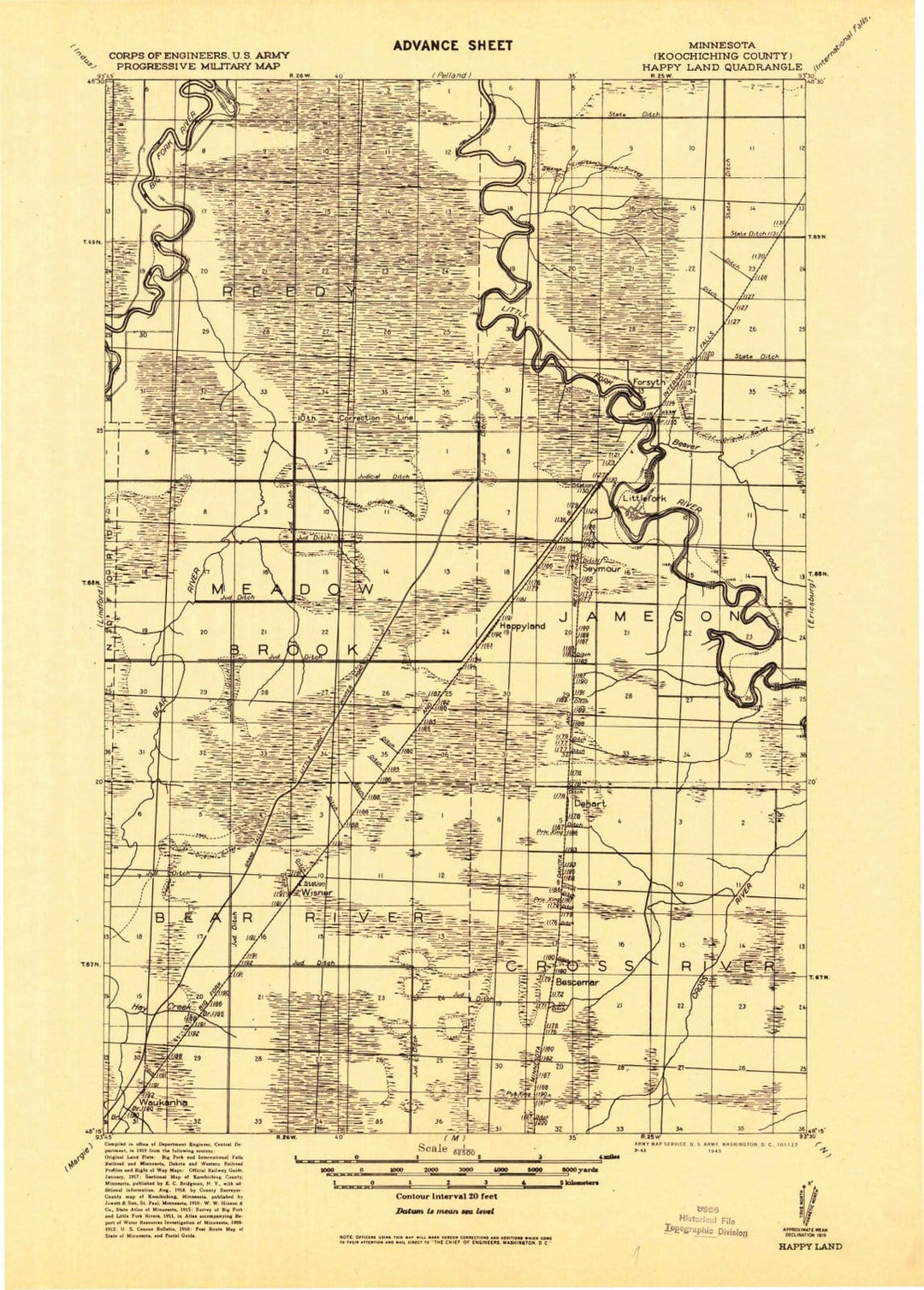 1919 Happy Land, MN - Minnesota - USGS Topographic Map