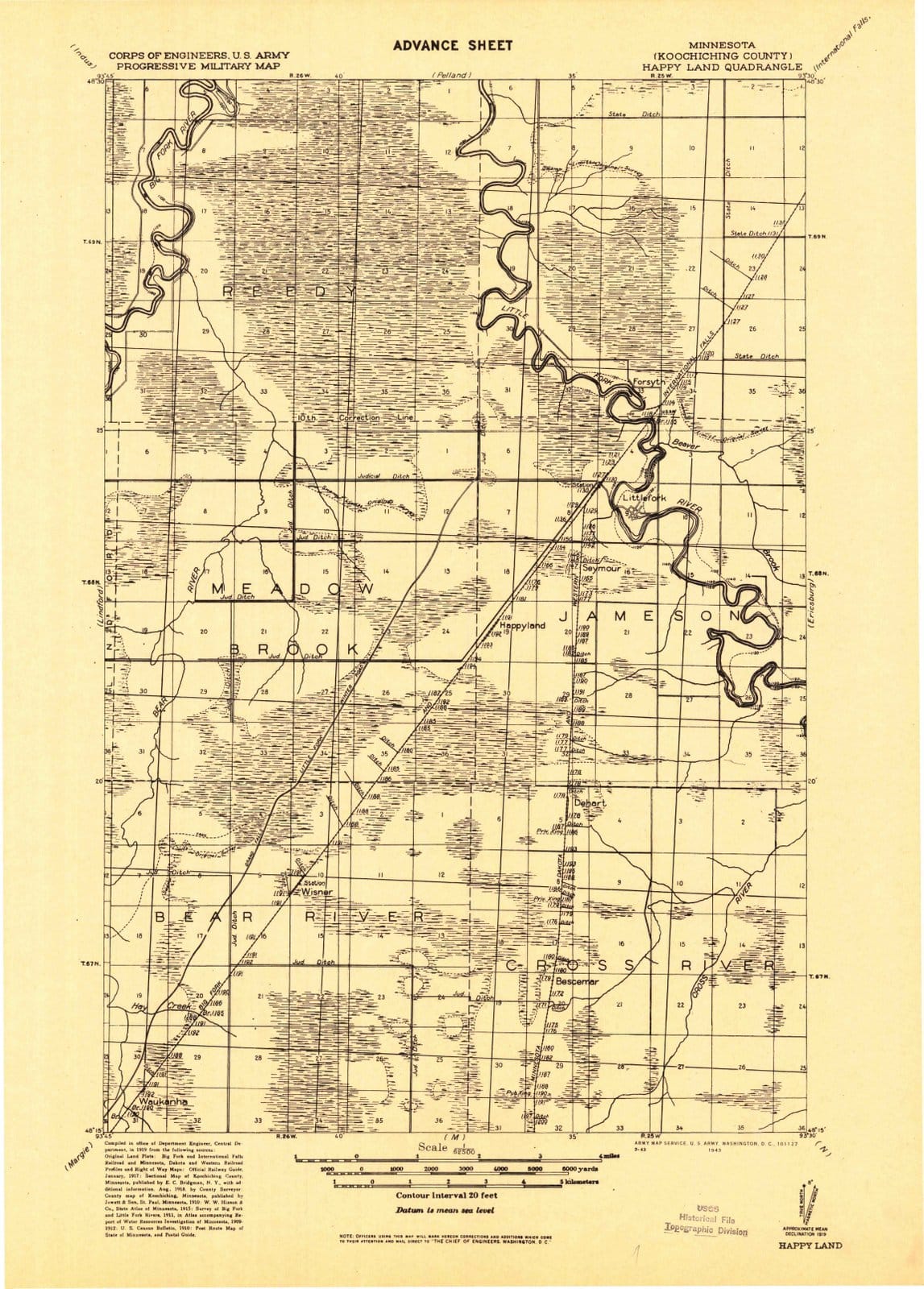 1919 Happy Land, MN - Minnesota - USGS Topographic Map
